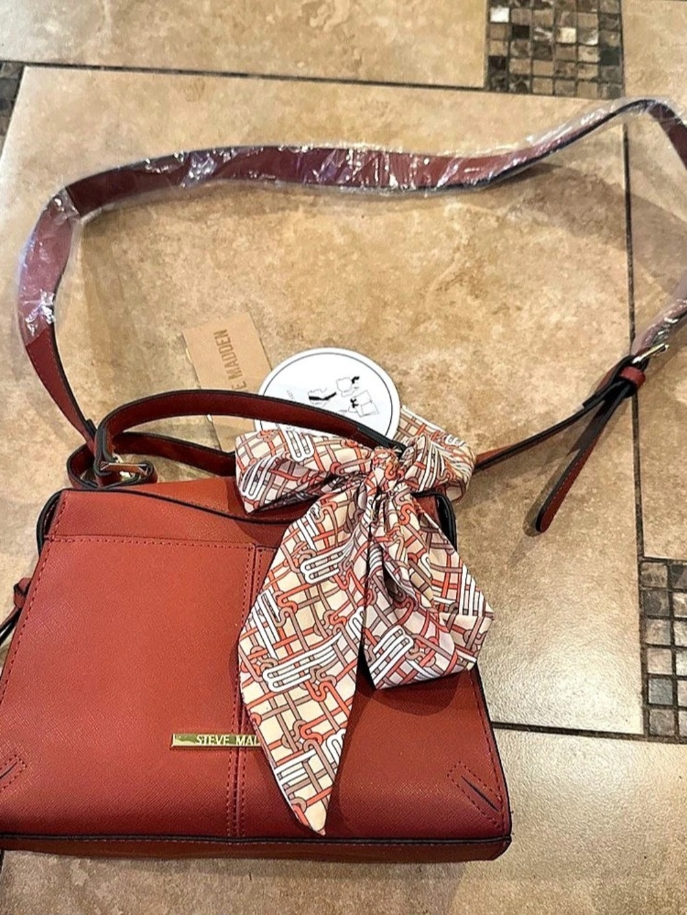 Steve Madden Structured Burnt Orange/ brick red Shoulder Bag NWT